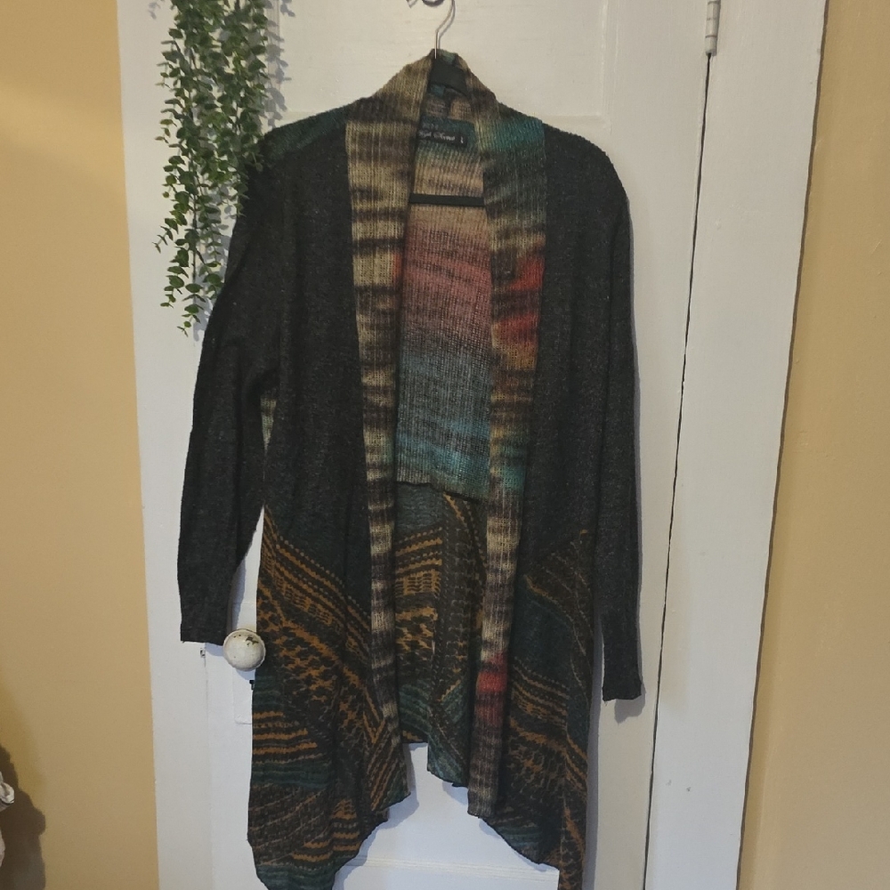 Multicolor Open Front Cardigan Sweater
